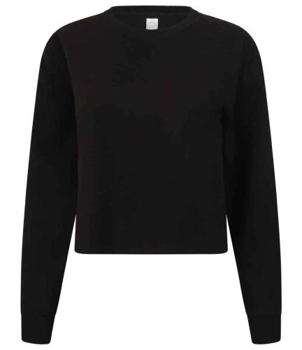 SF Ladies Cropped Slounge Sweatshirt - BLK - XL